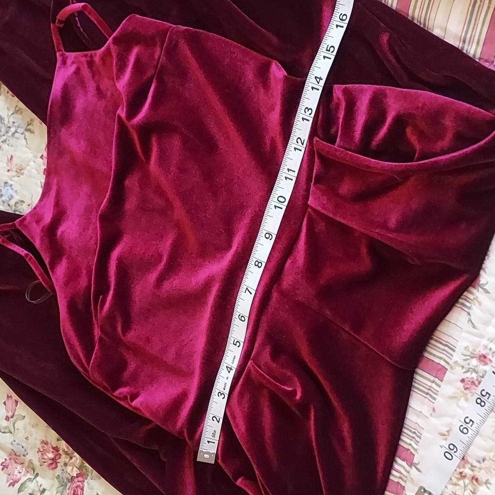 Crushed Red Velvet Jumpsuit, NWT - Picture 4 of 10